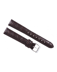 20mm Brown Heavy Padded Stitched Crocodile Print Leather Watch Band