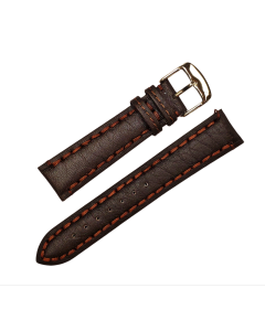 20mm Brown Padded Thick Stitching Leather Watch Band