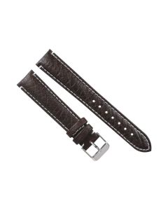 20mm Brown Scratched Padded White Stitched Leather Watch Band