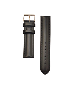 20mm Black Smooth Extreme Padded Stitched Leather Watch Band