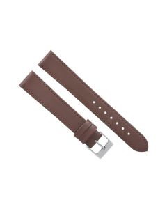20mm Brown Flat Plain Stitched Leather Watch Band