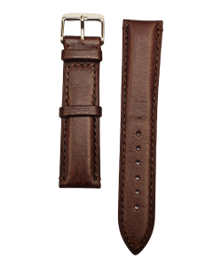 20mm Brown Padded Plain Stitched Leather Watch Band