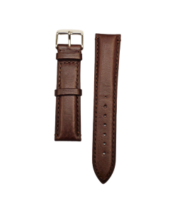 20mm Brown Padded Plain Stitched Leather Watch Band