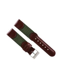 20mm Brown and Green Nylon Leather Watch Band