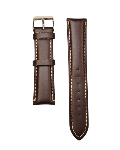 20mm Brown Padded With White Stitched Leather Watch Band
