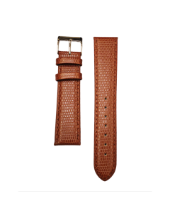 20mm Light Brown Padded Lizard Print Stitched Leather Watch Band