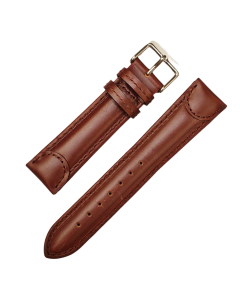 20mm Brown Smooth Padded Stitched Leather Watch Band