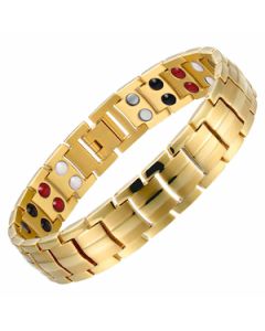 Smooth Brick Style Yellow Plated Titanium Bracelet