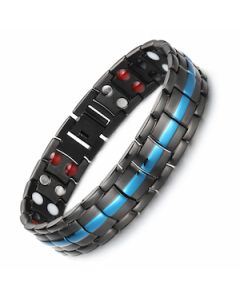 Smooth Brick Style Blue & Black Titanium Bracelet