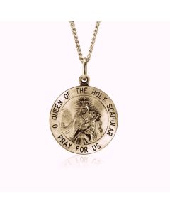 14K Yellow Gold "O Queen of the Holy Scapular" Medallion Pendant