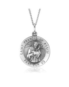 Silver Saint Francis of Assisi Medallion Pendant