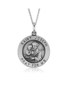 Silver "Saint Joseph" Medallion Pendant 