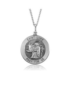 Silver Saint Luke Medallion Pendant