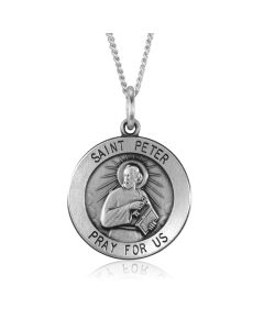 Silver Saint Peter Medallion Pendant