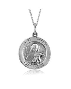 Silver Saint Theresa Medallion Pendant