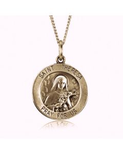 14K Yellow Gold Saint Theresa Medallion Pendant
