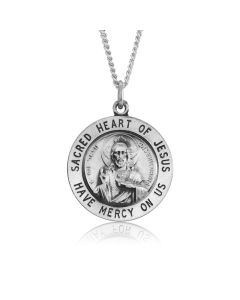 Silver "Sacred Heart of Jesus" Medallion Pendant