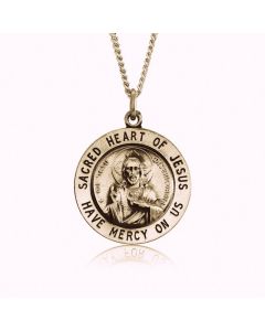 14K Yellow Gold "Sacred Heart of Jesus" Medallion Pendant