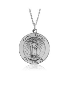 Silver Saint Raphael Medallion Pendant