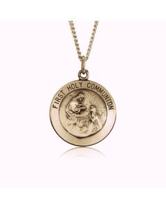 14K Yellow Gold First Holy Communion Medallion Pendant