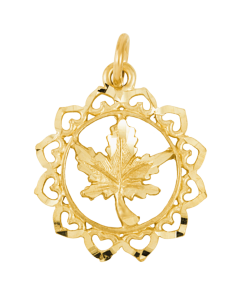 10K Yellow Gold Maple Leaf Charm