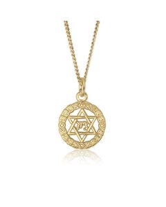 10K Yellow Gold Star of David with Chai Charm