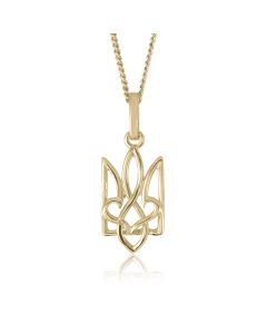 14K Yellow Gold Ukrainian Trident Pendant