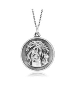 Silver Jesus Medallion Pendant