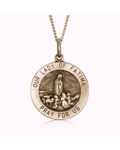 14K Yellow Gold "Our Lady of Fatima" Medallion Pendant