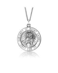 Silver "Our Lady of Mount Carmel" Medallion Pendant