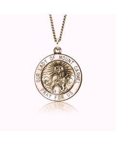 14K Yellow Gold "Our Lady of Mount Carmel" Medallion Pendant