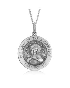 Silver "Our Lady of Assumption" Medallion Pendant