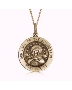 14K Yellow Gold "Our Lady of Assumption" Medallion Pendant