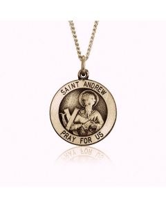 14K Yellow Gold Saint Andrew Medallion Pendant