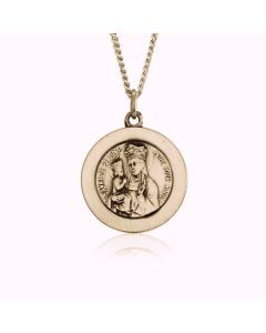 14K Yellow Gold Saint Anne De Beaupre Medallion Pendant