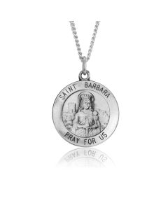 Silver Saint Barbara Medallion Pendant