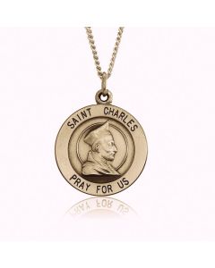 14K Yellow Gold Saint Charles Medallion Pendant