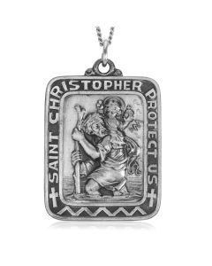 Silver Saint Christopher Medallion Pendant