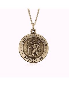 14K Yellow Gold Saint Christopher Medallion Pendant