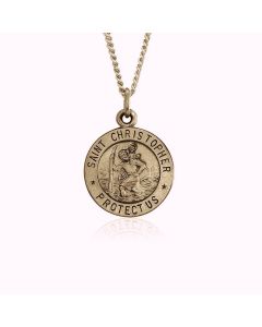 14K Yellow Gold Saint Christopher Medallion Pendant