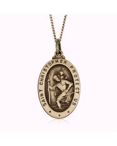 14K Yellow Gold Saint Christopher Medallion Pendant