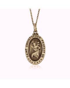 14K Yellow Gold Saint Christopher Medallion Pendant