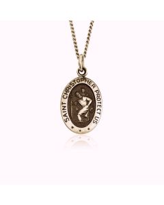 14K Yellow Gold Saint Christopher Medallion Pendant