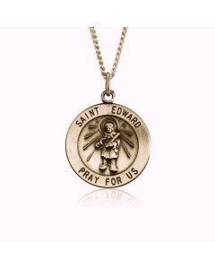 14K Yellow Gold "Saint Edward" Medallion Pendant