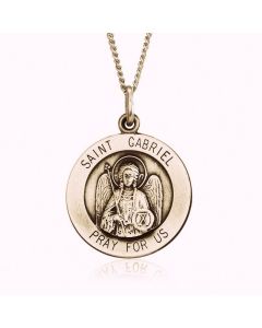 14K Yellow Gold "Saint Gabriel" Medallion Pendant