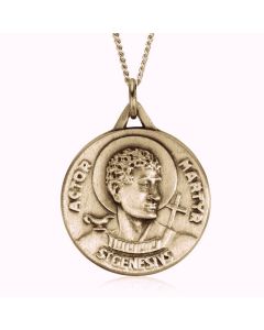 14K Yellow Gold "Saint Genesivs" Medallion Pendant