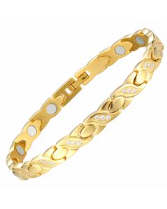 Stoned X Pattern Yellow Plated Titanium Bracelet