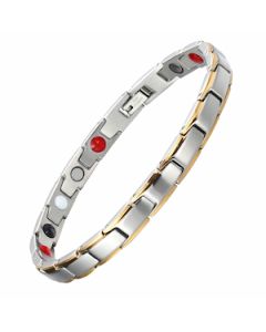 Dainty Brick Style Two Tone Stainless Steel Bracelet
