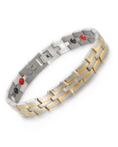 Layered Brick Style Two Tone Stainless Steel Bracelet