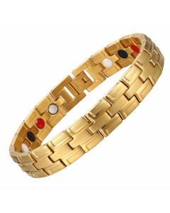 Layered Brick Style Yellow Plated Stainless Steel Bracelet